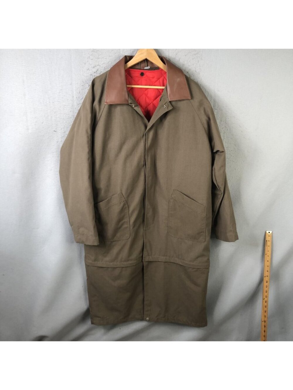 Canvas Coat Mens 2XL Brown Leather Collar Quilted Lined Barn Chore Western